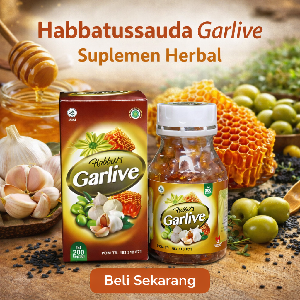 [HERBALUNA] Garlive Habbatussauda 4in1 60, 100, 200 Kapsul | Suplemen Herbal Imun, Kolesterol, Hipertensi, Asam Urat | BPOM TR 183310871