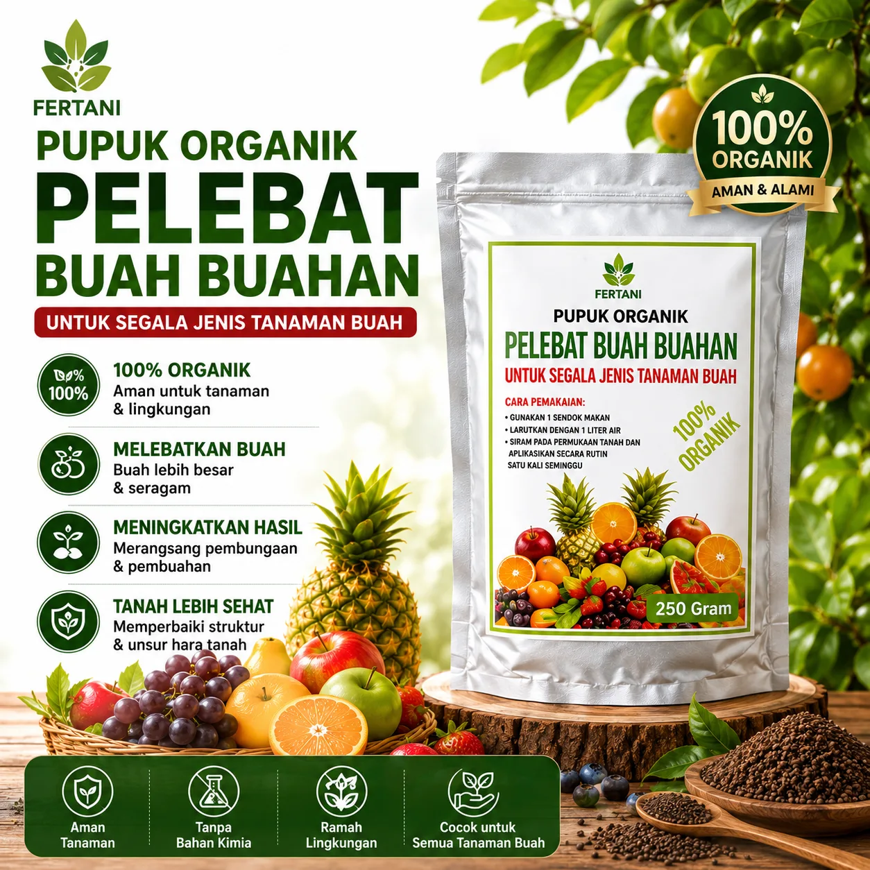 [PG STORE] Pupuk Pelebat Tanaman Buah 250 Gram – Perangsang Bunga & Buah Lebat