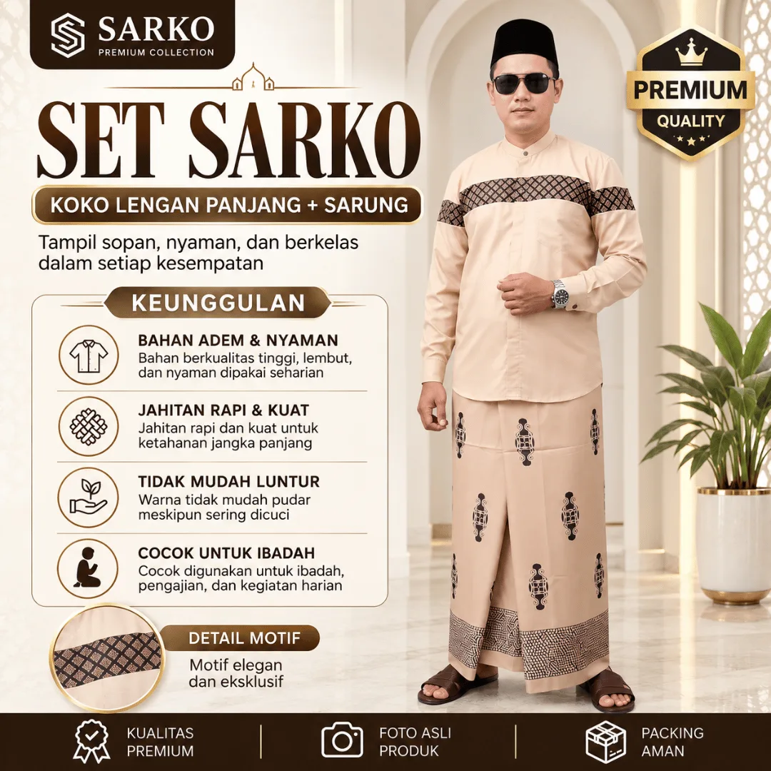 [SRK] Set SARKO – Sarung & Baju Koko Motif Batik Kobata (Dewasa) Coksu